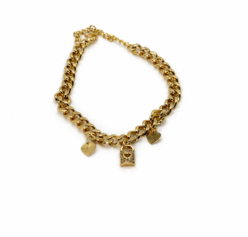 HEART LOCKED CHARM BRACELET