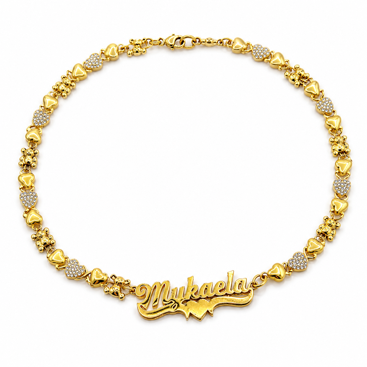 24K CUSTOM HEART TEDDY CHAIN